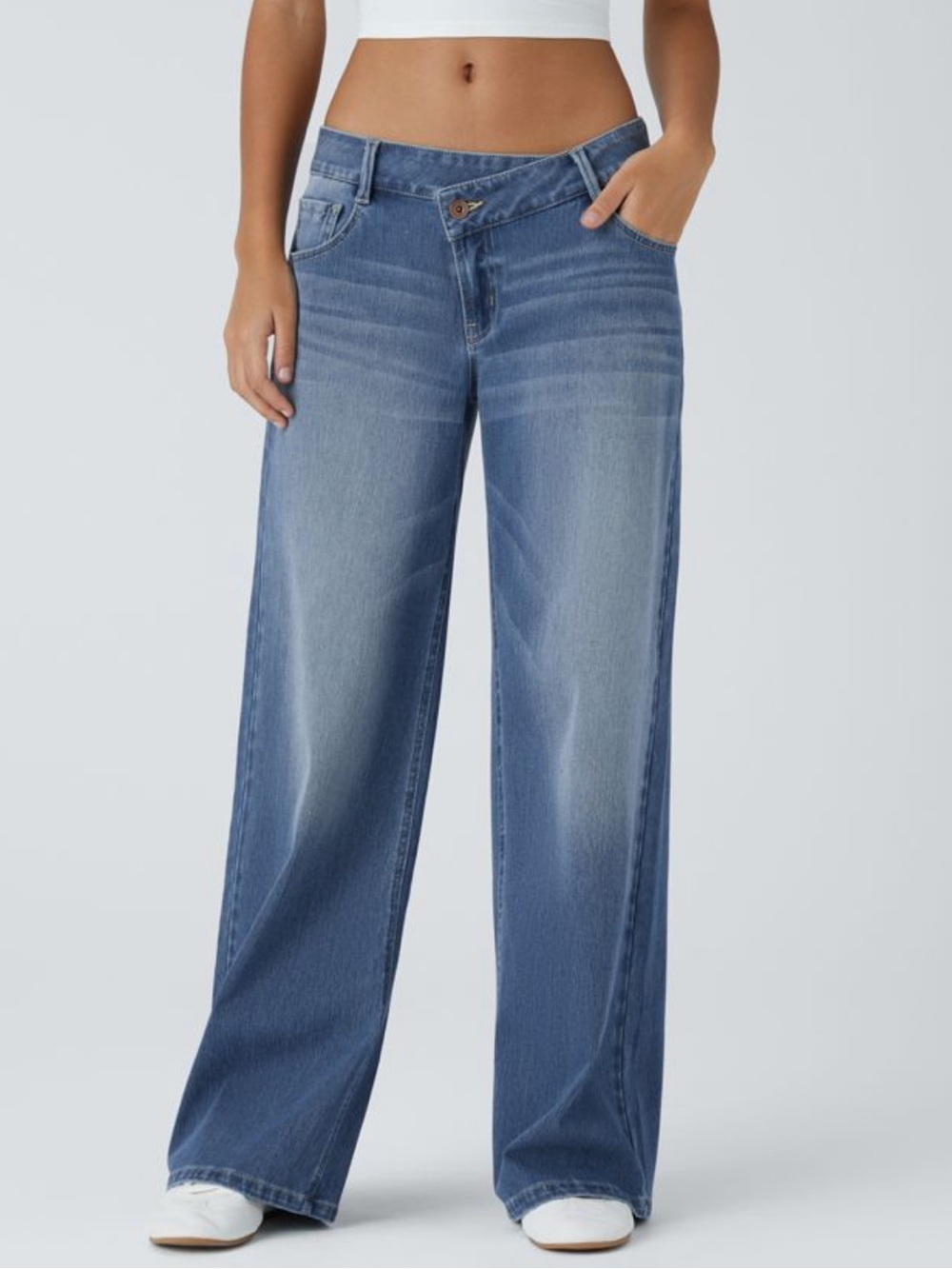 Halara Flex Asymmetric Low Rise Zipper Pockets Baggy Wide Leg large petite